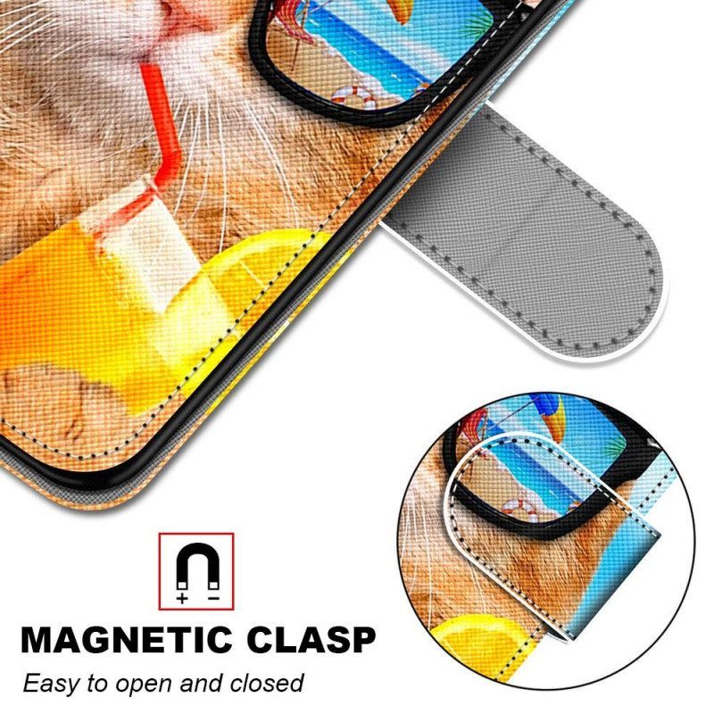 Θήκη Flip Xiaomi Redmi Note 11 Pro Plus 5G με κορδονι Strappy Star Cat